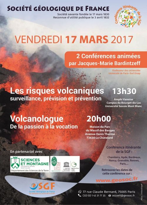Conférences du volcanologue Jacques-Marie Bardintzeff vendredi 17 mars
