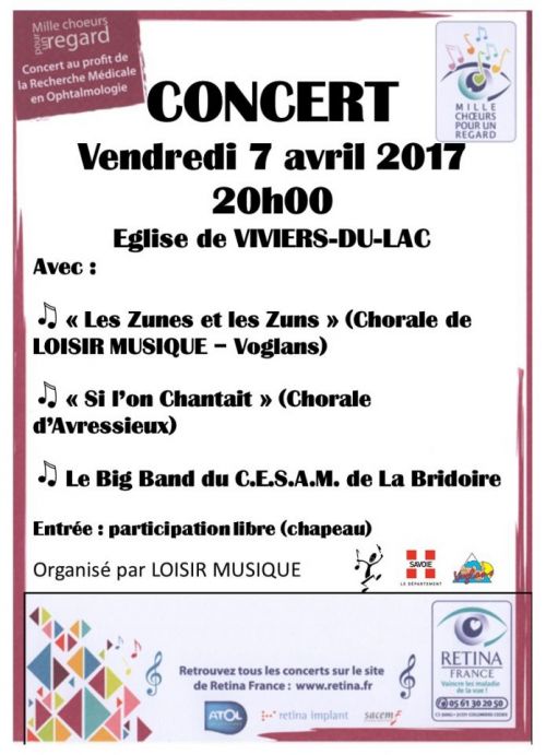 RETINA 2017 - Concert Chorales et Big Band - Eglise de Viviers du Lac