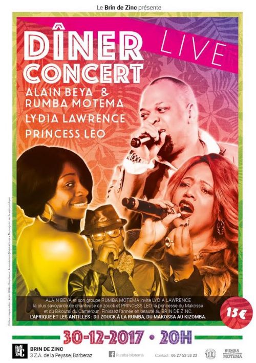 Dîner Concert Live: Alain Beya & Rumba Motema, Lydia Lawrence, Princess Leo