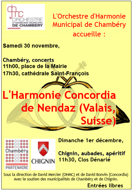 Concert échange Concorda Nendaz ( Suisse ) - Harmonie de Chambéry