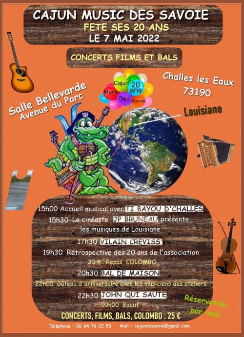 Bals/concerts anniversaire 20 de Cajun Music des Savoie